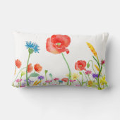 野生の花の春の花の水彩画のlumbarの枕 ランバークッション (裏面)