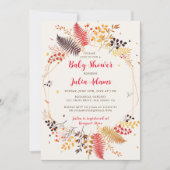 野生の花の森のキノコの葉の赤ちゃんシャワー 招待状 (正面)