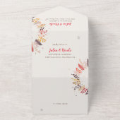 野生の花の森のシダ結婚のキノコ オールインワン招待状 (外側)