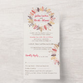 野生の花の森のシダ結婚のキノコ オールインワン招待状 (内側)