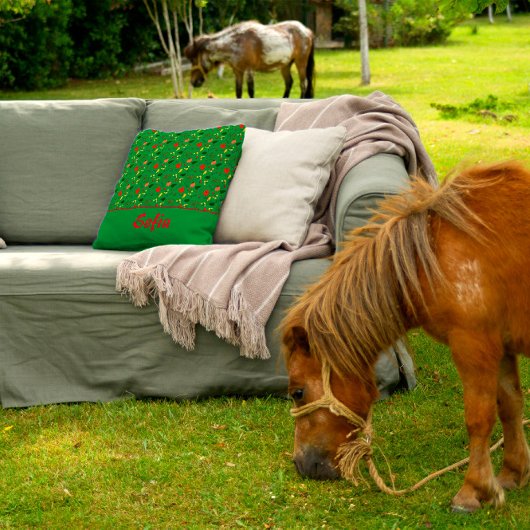 野生の花の模様ポピー緑の装飾用クッション クッション