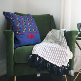 野生の花の模様ポピー青装飾用クッション クッション