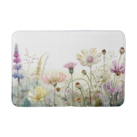野生の花の水彩野 バスマット (正面)