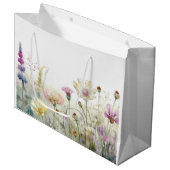 野生の花の水彩野 ラージペーパーバッグ (正面アングル)
