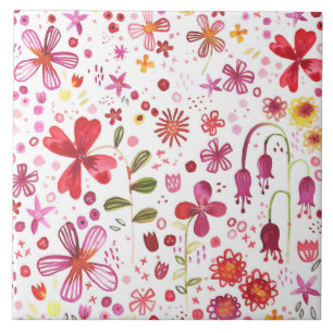 野生の花の水彩 タイル