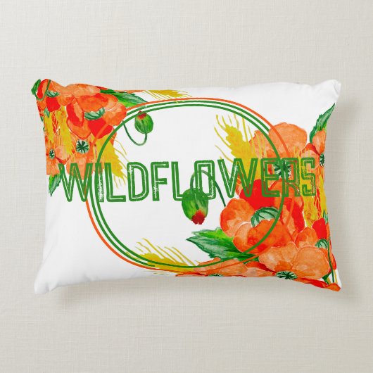 野生の花の水色 アクセントクッション (正面)