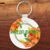 野生の花の水色 キーホルダー (正面)