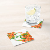 野生の花の水色 スクエアペーパーコースター (インサイチュ)