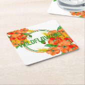 野生の花の水色 スクエアペーパーコースター (アングル)