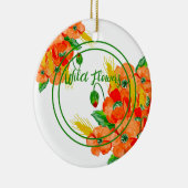 野生の花の水色 セラミックオーナメント (右)