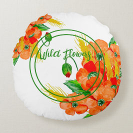 野生の花の水色 ラウンドクッション