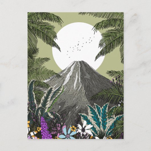 野生の花の火山の山 ポストカード (正面)