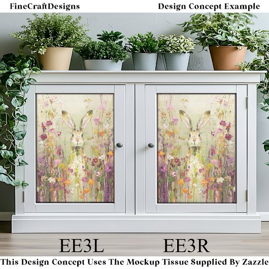野生の花の牧草地のウサギEE3R Decompage 薄葉紙