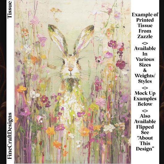 野生の花の牧草地のウサギEE3R Decompage 薄葉紙