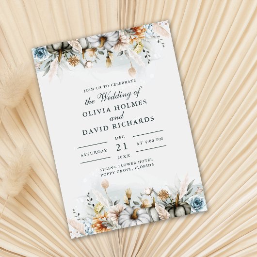 野生の花の牧草地のカボチャ結婚ン 招待状