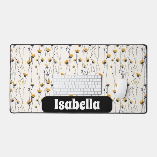 野生の花の牧草地，水の色boho野生の花プレ デスクマット (キーボード&マウス)