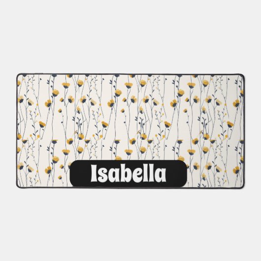 野生の花の牧草地，水の色boho野生の花プレ デスクマット (正面)