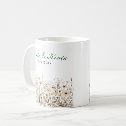 野生の花の秋のフラワーブライダル コーヒーマグカップ (正面左)