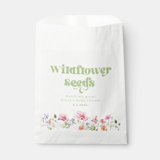 野生の花の種子ベビーシャワーのゲストは好き フェイバーバッグ (正面)