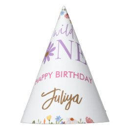 野生の花の紫色の1st誕生日 パーティーハット