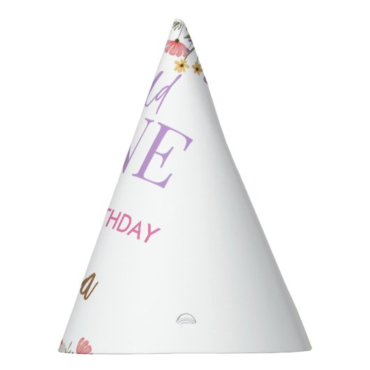 野生の花の紫色の1st誕生日 パーティーハット (右)