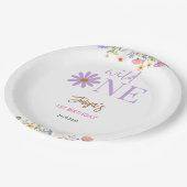 野生の花の紫色の1st誕生日 ペーパープレート (アングル)