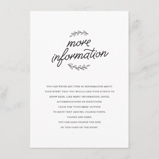 野生の花の結婚式の挿入物 エンクロージャーカード (正面)