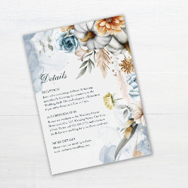 野生の花の結婚詳細カード付きカボチャ 招待状