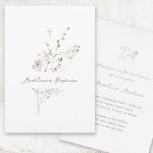 野生の花の繊細な花束 |バプテスマ招待状