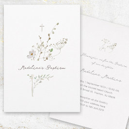 野生の花の繊細な花束 |バプテスマ招待状 招待状