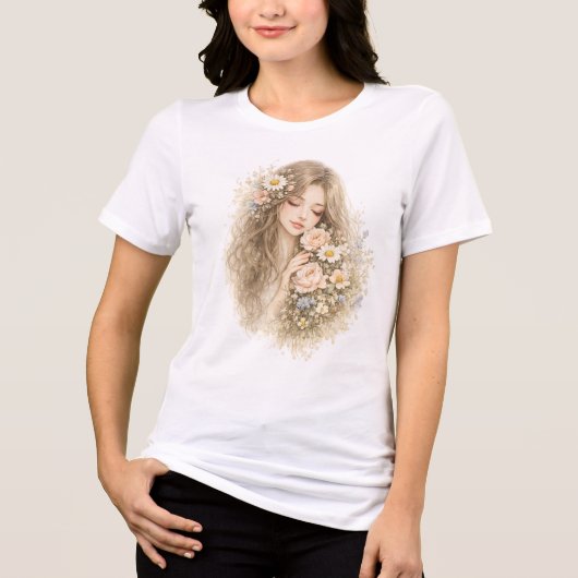 野生の花の美しさ トライブレンドTシャツ (正面)