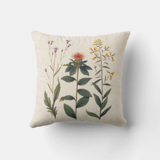 野生の花の自然恋人の旧式なプリント クッション (裏面)