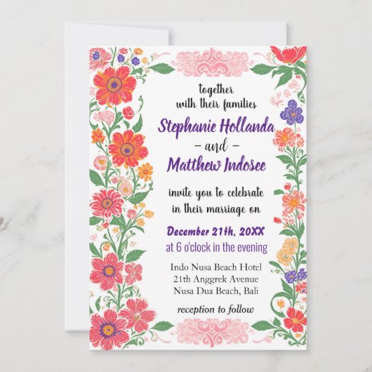 野生の花の自由Whimsy型破り愛 –  招待状 (正面)