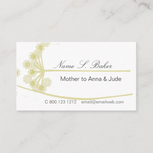 野生の花の花のモダンな専門のお母さん 名刺 (正面)