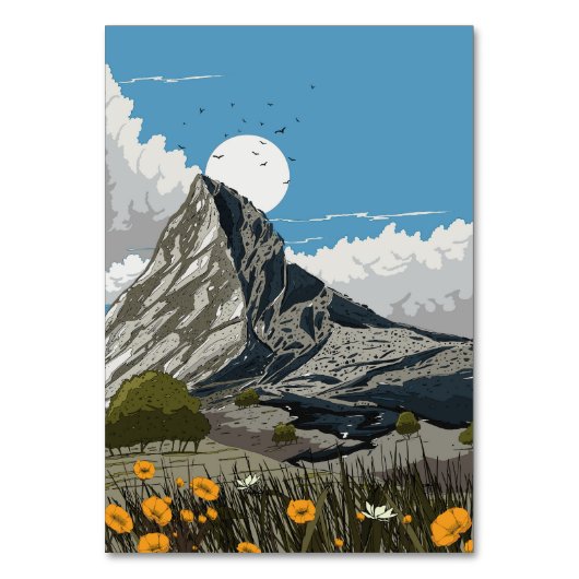 野生の花の草原の山 テーブルナンバー (正面)