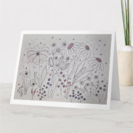 野生の花の草原の折りたたみグリーティングカード カード