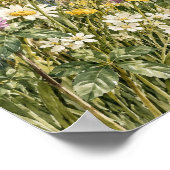 野生の花の草原の蝶の植物画壁アート ポスター (角)