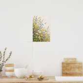 野生の花の草原の蝶の植物画壁アート ポスター (キッチン)