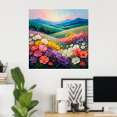 野生の花の草原の風景 🌼 ポスター (ホームオフィス)