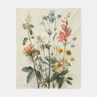 野生の花の草原ブーケ フリースブランケット