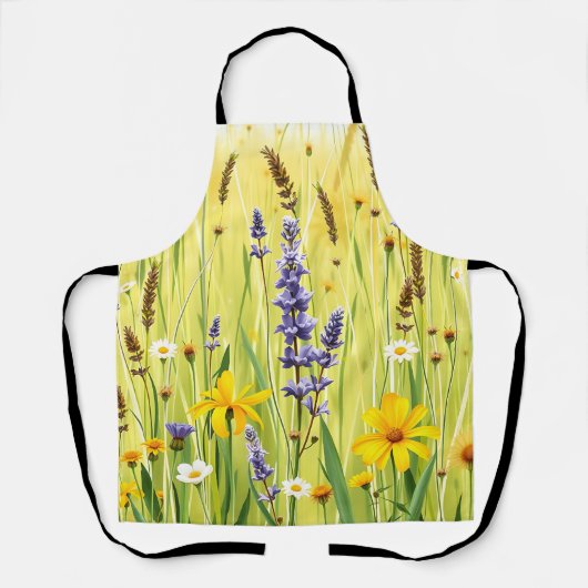 野生の花の草原　夏のパターン エプロン (正面)