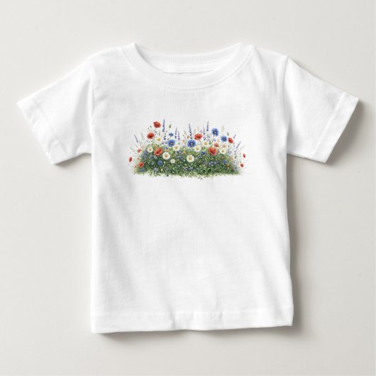 野生の花の草原 植物園の花 ベビーTシャツ (正面)
