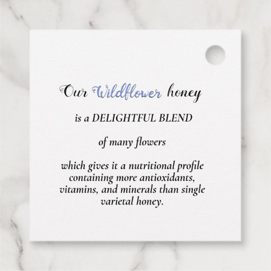 野生の花の蜂蜜ラベルミツバチがクラフトを打縁どち砕いた フェイバータグ (裏面)