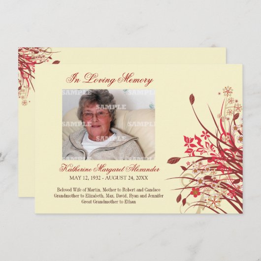 野生の花の記念物の通知 招待状 (正面/裏面)