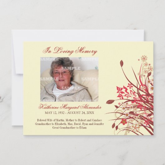 野生の花の記念物の通知 招待状 (正面)