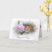 野生の花の誕生日のマダラチョウ カード (黄色い花)