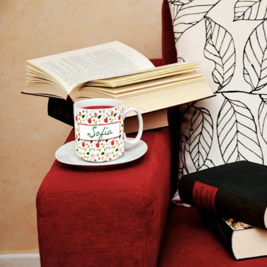 野生の花の赤いポピーをパターン コーヒーマグカップ