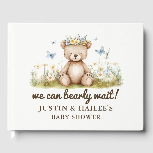 野生の花の赤ちゃんガーリーのシャワーを待つ ゲストブック (正面)