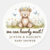 野生の花の赤ちゃんガーリーのシャワーを待つ ラウンドシール (正面)