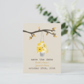 野生の花の錫の缶秋の結婚式日付を保存 案内ポストカード (スタンド正面)